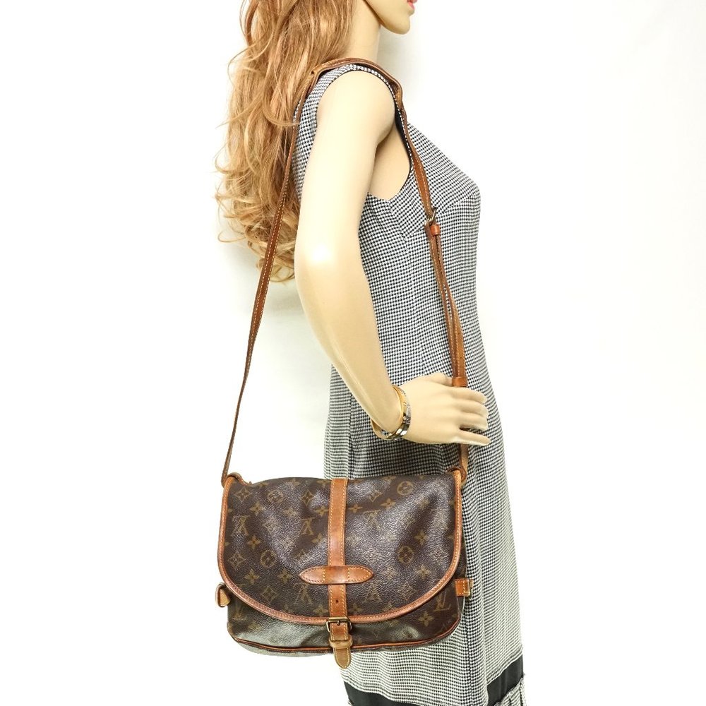 Louis Vuitton Brown Monogram Messenger Bag with Tan Trim